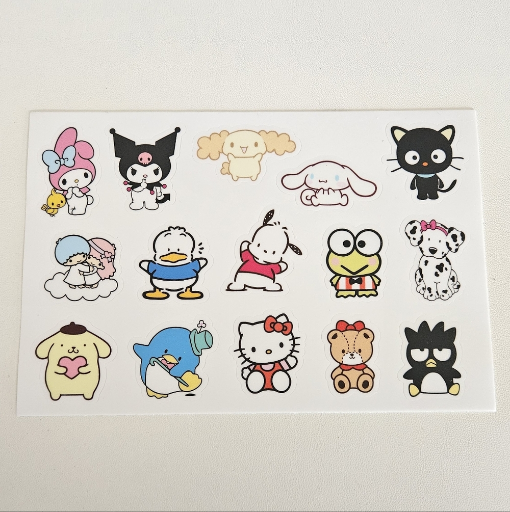 x2 Sanrio Vinyl Sticker Sheets Hand Drawn Luxury Designer Waterproof Cell Phone